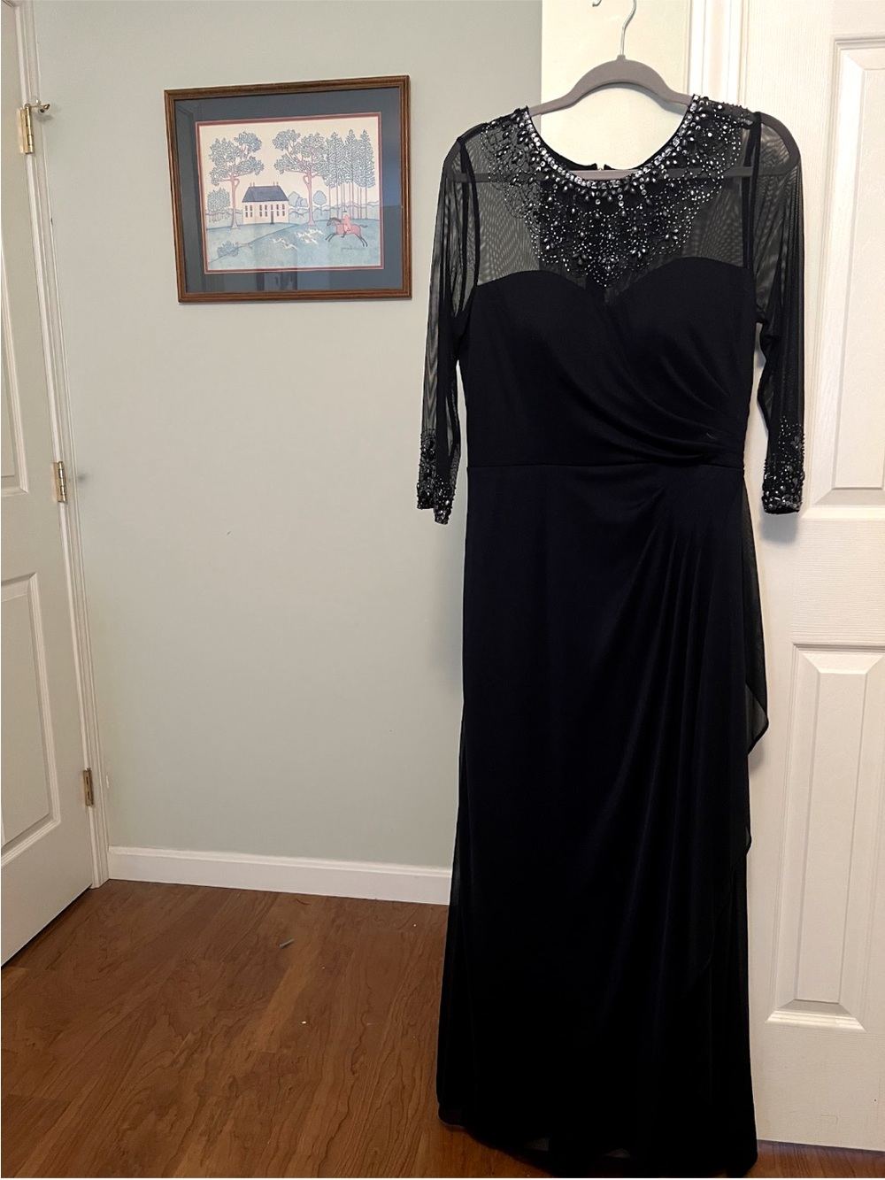 Alex Evenings Gown Navy Sequin Mesh Mother of the Bride Dress 12